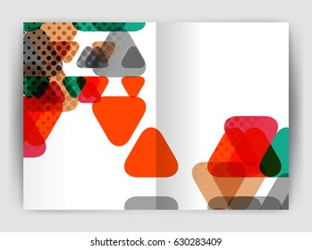 Vector triangle business annual report cover print template. Brochure template layout, abstract cover design annual report, magazine, flyer or booklet. Geometric background