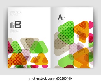 Plantilla de impresión del informe anual de la empresa de triángulo de vectores. Diseño de la plantilla de folleto, informe anual de diseño de portada abstracta, revista, folleto o folleto. Fondo geométrico