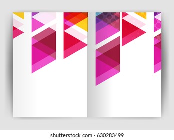 Vector triangle business annual report cover print template. Brochure template layout, abstract cover design annual report, magazine, flyer or booklet. Geometric background