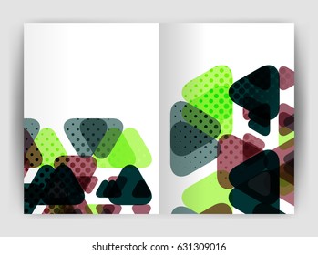 Vector triangle business annual report cover print template. Brochure template layout, abstract cover design annual report, magazine, flyer or booklet. Geometric background