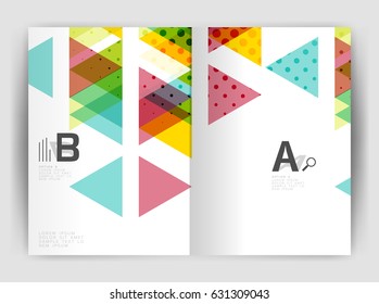 Vector triangle business annual report cover print template. Brochure template layout, abstract cover design annual report, magazine, flyer or booklet. Geometric background