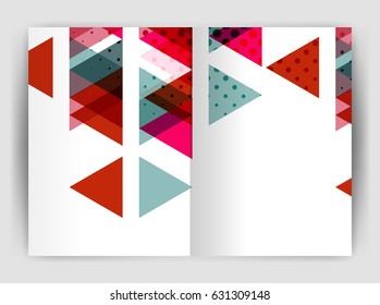 Der Geschäftsbericht des Geschäftsjahres des Vectordreiecks deckt Druckvorlagen ab. Broschüren Template Layout, abstrakter Cover Design Jahresbericht, Magazin, Flyer oder Broschüre. Geometrischer Hintergrund