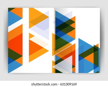 Plantilla de impresión del informe anual de la empresa de triángulo de vectores. Diseño de la plantilla de folleto, informe anual de diseño de portada abstracta, revista, folleto o folleto. Fondo geométrico