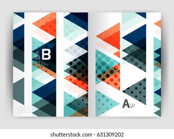 Vector triangle business annual report cover print template. Brochure template layout, abstract cover design annual report, magazine, flyer or booklet. Geometric background