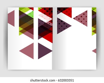 Plantilla de impresión del informe anual de la empresa de triángulo de vectores. Diseño de la plantilla de folleto, informe anual de diseño de portada abstracta, revista, folleto o folleto. Fondo geométrico