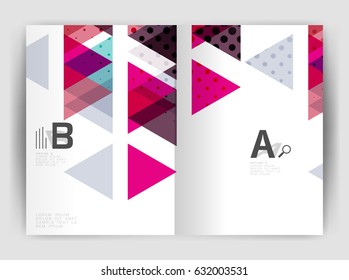 Vector triangle business annual report cover print template. Brochure template layout, abstract cover design annual report, magazine, flyer or booklet. Geometric background