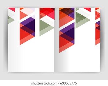 Vector triangle business annual report cover print template. Brochure template layout, abstract cover design annual report, magazine, flyer or booklet. Geometric background