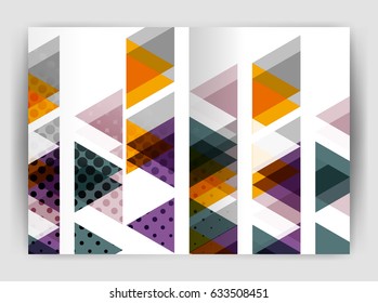 Vector triangle business annual report cover print template. Brochure template layout, abstract cover design annual report, magazine, flyer or booklet. Geometric background