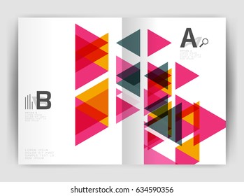 Vector triangle business annual report cover print template. Brochure template layout, abstract cover design annual report, magazine, flyer or booklet. Geometric background