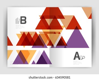 Vector triangle business annual report cover print template. Brochure template layout, abstract cover design annual report, magazine, flyer or booklet. Geometric background