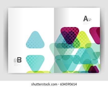Vector triangle business annual report cover print template. Brochure template layout, abstract cover design annual report, magazine, flyer or booklet. Geometric background