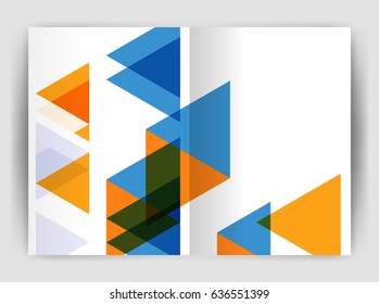 Vector triangle business annual report cover print template. Brochure template layout, abstract cover design annual report, magazine, flyer or booklet. Geometric background