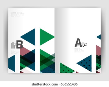 Vector triangle business annual report cover print template. Brochure template layout, abstract cover design annual report, magazine, flyer or booklet. Geometric background