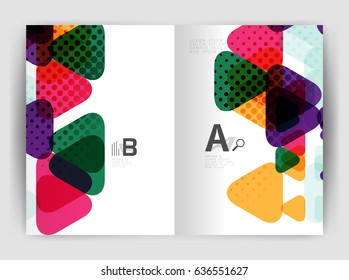 Vector triangle business annual report cover print template. Brochure template layout, abstract cover design annual report, magazine, flyer or booklet. Geometric background