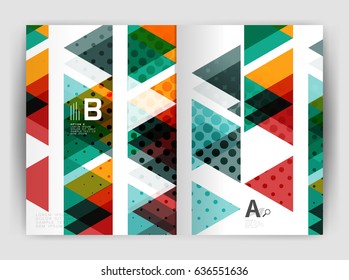 Vector triangle business annual report cover print template. Brochure template layout, abstract cover design annual report, magazine, flyer or booklet. Geometric background