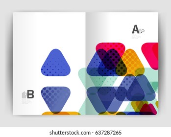 Vector triangle business annual report cover print template. Brochure template layout, abstract cover design annual report, magazine, flyer or booklet. Geometric background