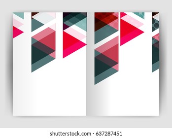 Plantilla de impresión del informe anual de la empresa de triángulo de vectores. Diseño de la plantilla de folleto, informe anual de diseño de portada abstracta, revista, folleto o folleto. Fondo geométrico