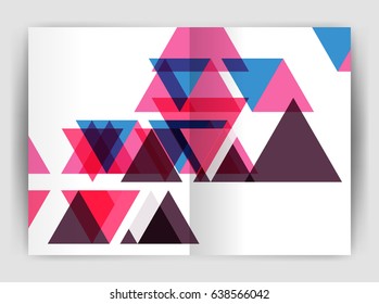 Vector triangle business annual report cover print template. Brochure template layout, abstract cover design annual report, magazine, flyer or booklet. Geometric background