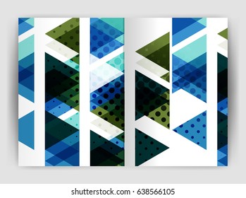 Vector triangle business annual report cover print template. Brochure template layout, abstract cover design annual report, magazine, flyer or booklet. Geometric background