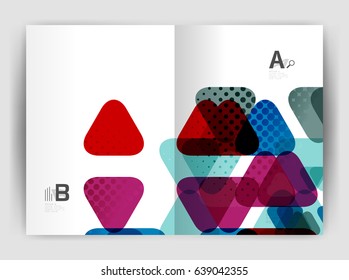 Vector triangle business annual report cover print template. Brochure template layout, abstract cover design annual report, magazine, flyer or booklet. Geometric background