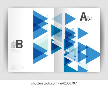 Vector triangle business annual report cover print template. Brochure template layout, abstract cover design annual report, magazine, flyer or booklet. Geometric background