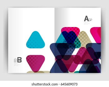 Vector triangle business annual report cover print template. Brochure template layout, abstract cover design annual report, magazine, flyer or booklet. Geometric background
