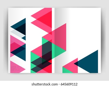 Vector triangle business annual report cover print template. Brochure template layout, abstract cover design annual report, magazine, flyer or booklet. Geometric background