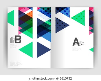 Vector triangle business annual report cover print template. Brochure template layout, abstract cover design annual report, magazine, flyer or booklet. Geometric background