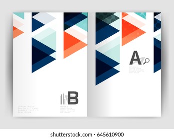 Vector triangle business annual report cover print template. Brochure template layout, abstract cover design annual report, magazine, flyer or booklet. Geometric background