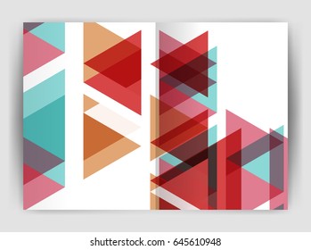 Plantilla de impresión del informe anual de la empresa de triángulo de vectores. Diseño de la plantilla de folleto, informe anual de diseño de portada abstracta, revista, folleto o folleto. Fondo geométrico