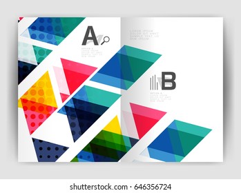 Vector triangle business annual report cover print template. Brochure template layout, abstract cover design annual report, magazine, flyer or booklet. Geometric background