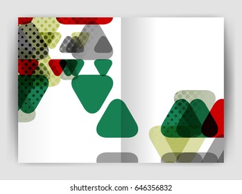 Vector triangle business annual report cover print template. Brochure template layout, abstract cover design annual report, magazine, flyer or booklet. Geometric background