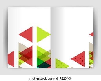 Vector triangle business annual report cover print template. Brochure template layout, abstract cover design annual report, magazine, flyer or booklet. Geometric background
