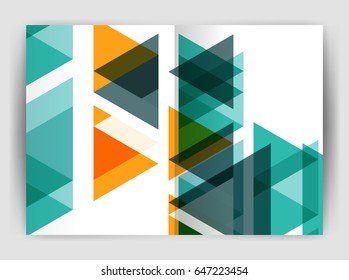 Vector triangle business annual report cover print template. Brochure template layout, abstract cover design annual report, magazine, flyer or booklet. Geometric background