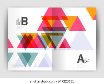 Vector triangle business annual report cover print template. Brochure template layout, abstract cover design annual report, magazine, flyer or booklet. Geometric background