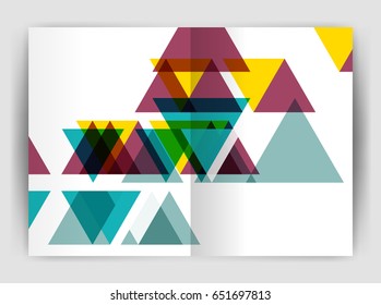 Vector triangle business annual report cover print template. Brochure template layout, abstract cover design annual report, magazine, flyer or booklet. Geometric background