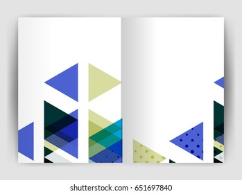 Vector triangle business annual report cover print template. Brochure template layout, abstract cover design annual report, magazine, flyer or booklet. Geometric background