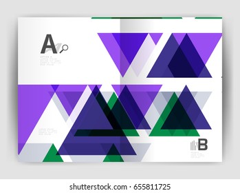 Vector triangle business annual report cover print template. Brochure template layout, abstract cover design annual report, magazine, flyer or booklet. Geometric background