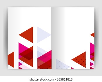 Vector triangle business annual report cover print template. Brochure template layout, abstract cover design annual report, magazine, flyer or booklet. Geometric background