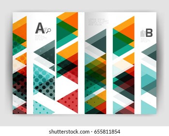 Plantilla de impresión del informe anual de la empresa de triángulo de vectores. Diseño de la plantilla de folleto, informe anual de diseño de portada abstracta, revista, folleto o folleto. Fondo geométrico