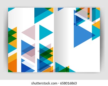 Vector triangle business annual report cover print template. Brochure template layout, abstract cover design annual report, magazine, flyer or booklet. Geometric background