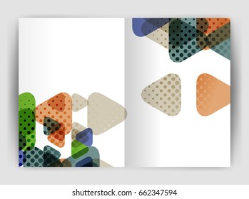 Vector triangle business annual report cover print template. Brochure template layout, abstract cover design annual report, magazine, flyer or booklet. Geometric background