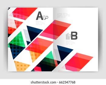 Vector triangle business annual report cover print template. Brochure template layout, abstract cover design annual report, magazine, flyer or booklet. Geometric background