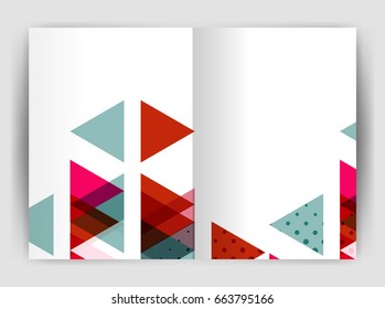 Vector triangle business annual report cover print template. Brochure template layout, abstract cover design annual report, magazine, flyer or booklet. Geometric background