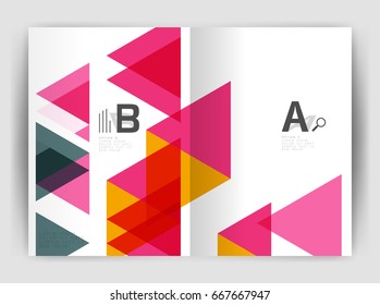 Vector triangle business annual report cover print template. Brochure template layout, abstract cover design annual report, magazine, flyer or booklet. Geometric background