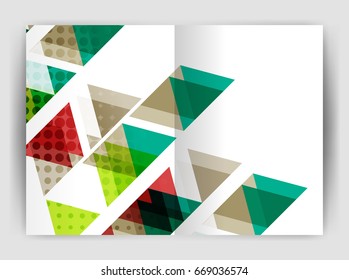 Vector triangle business annual report cover print template. Brochure template layout, abstract cover design annual report, magazine, flyer or booklet. Geometric background
