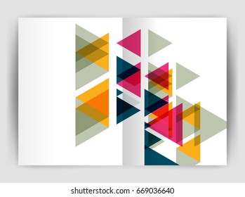 Vector triangle business annual report cover print template. Brochure template layout, abstract cover design annual report, magazine, flyer or booklet. Geometric background