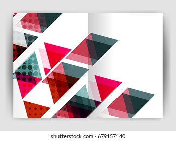 Vector triangle business annual report cover print template. Brochure template layout, abstract cover design annual report, magazine, flyer or booklet. Geometric background