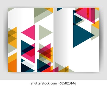 Plantilla de impresión del informe anual de la empresa de triángulo de vectores. Diseño de la plantilla de folleto, informe anual de diseño de portada abstracta, revista, folleto o folleto. Fondo geométrico