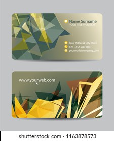 Vector triangle business card set for your design, abstract Illustration.